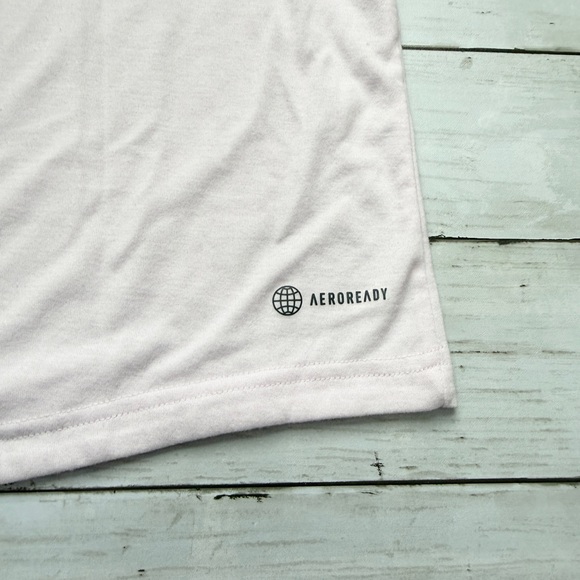 Adidas Pink Graphic Logo T-Shirt XL Oversized Athleisure Tee - Picture 4 of 7